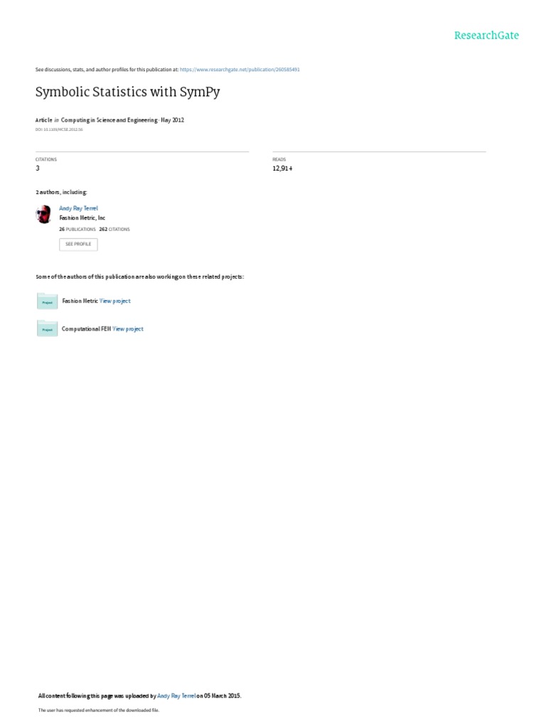 Symbolic Statistics With SymPy | PDF | Probability Distribution ...