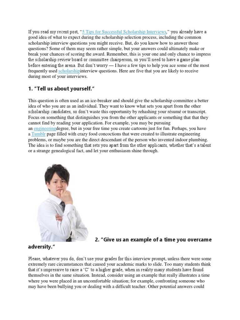 Tell Me About Yourself Scholarship Interview Answer