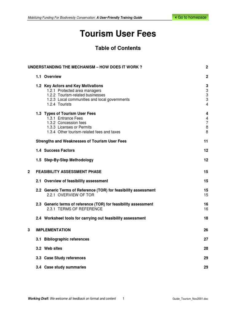 Guide Tourism Nov2001 | PDF | Fee | Taxes