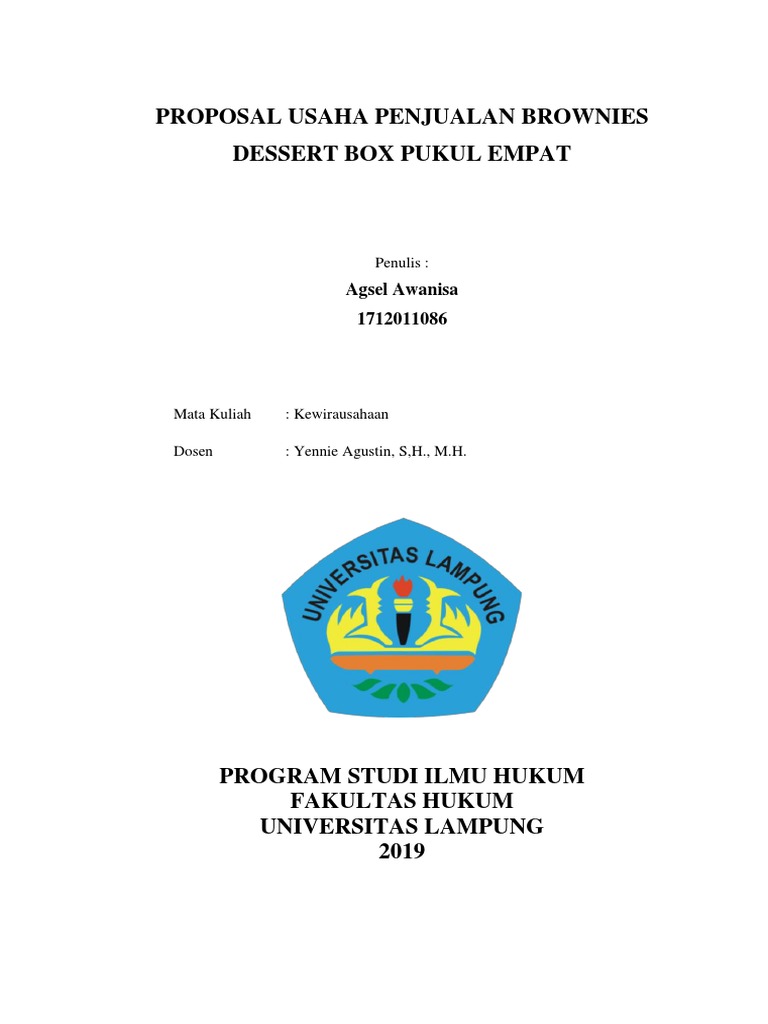 Proposal Usaha Brownies Dessert Box | PDF | Karier & Perkembangan | Bisnis