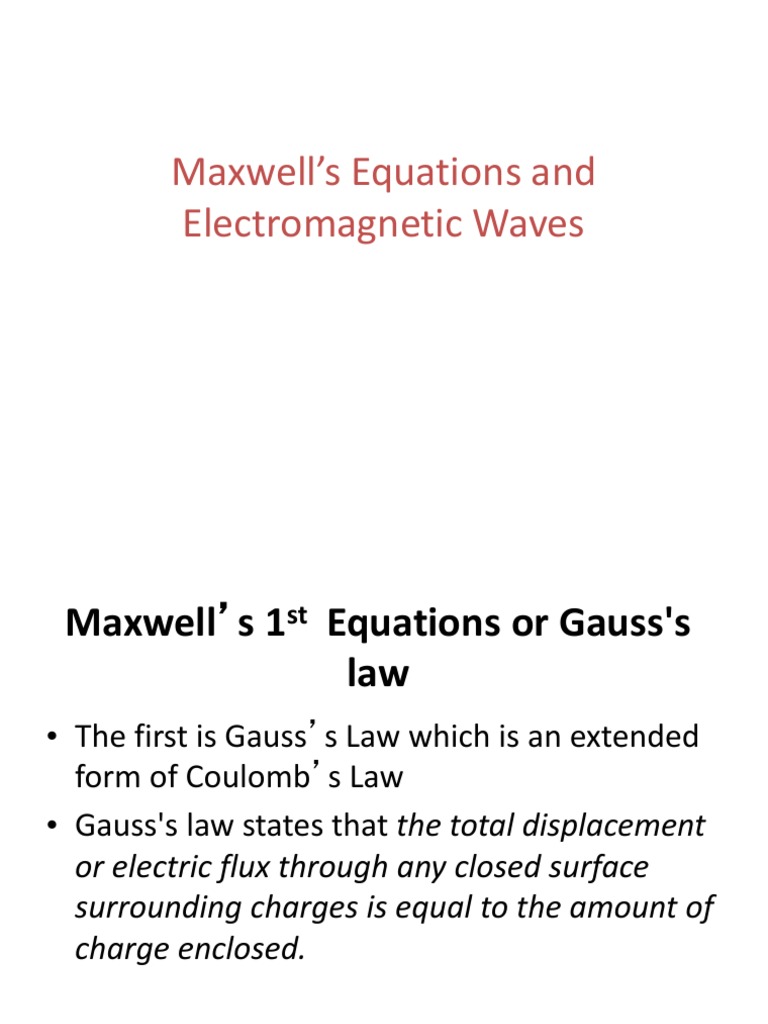 Maxwell's Equations Overview | PDF | Electromagnetic Induction ...