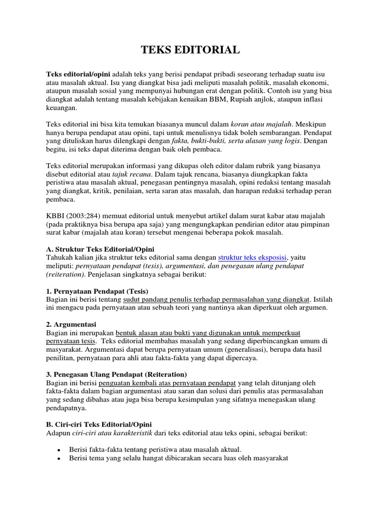Analisis Struktur Teks Editorial Tersebut
