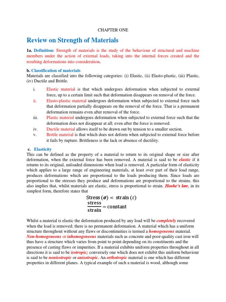 Strength of Materials Overview | PDF | Deformation (Mechanics ...