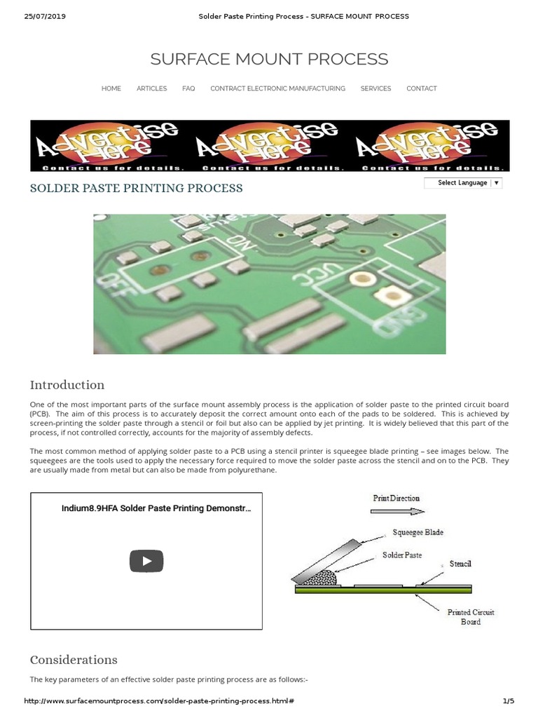 Solder Paste Printing Process Surface Mount Process PDF