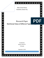 Research Paper: Nutritional Value of Different Types of Eggs