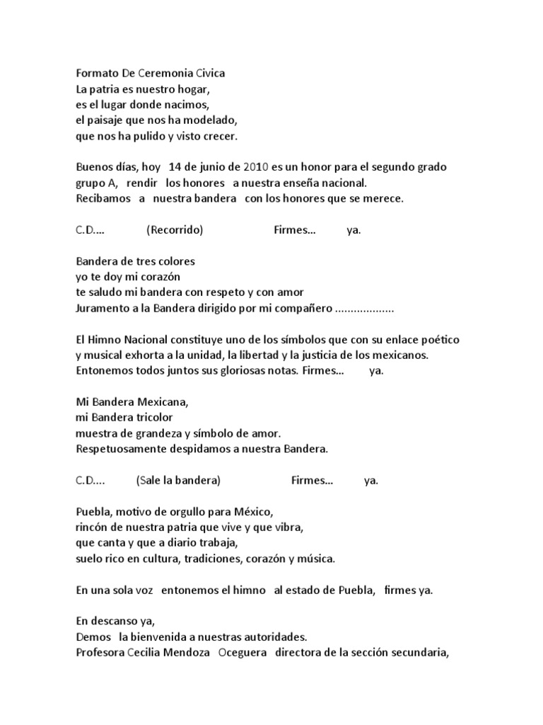 Ejemplo De Programa De Ceremonia Programa Guion | PDF