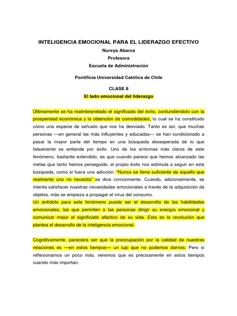 Inteligencia Emocional en el Liderazgo | PDF | Las emociones ...