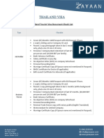 Thailand Tourist Visa Document Check List