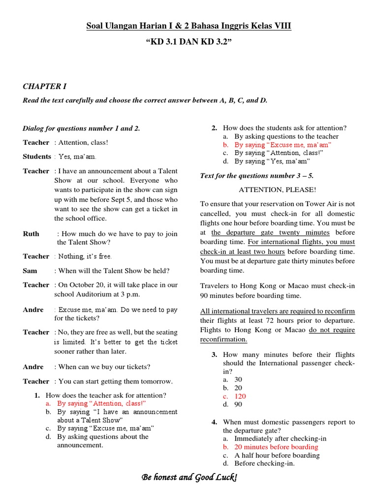 Soal Uh Chapter 1 2 Revised