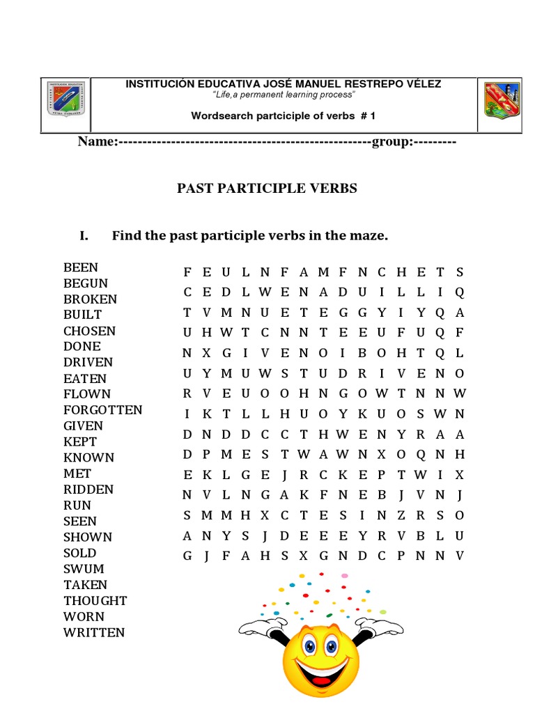 Past Participle Verbs Wordsearches 39513 Pdf Syntactic Relationships Languages