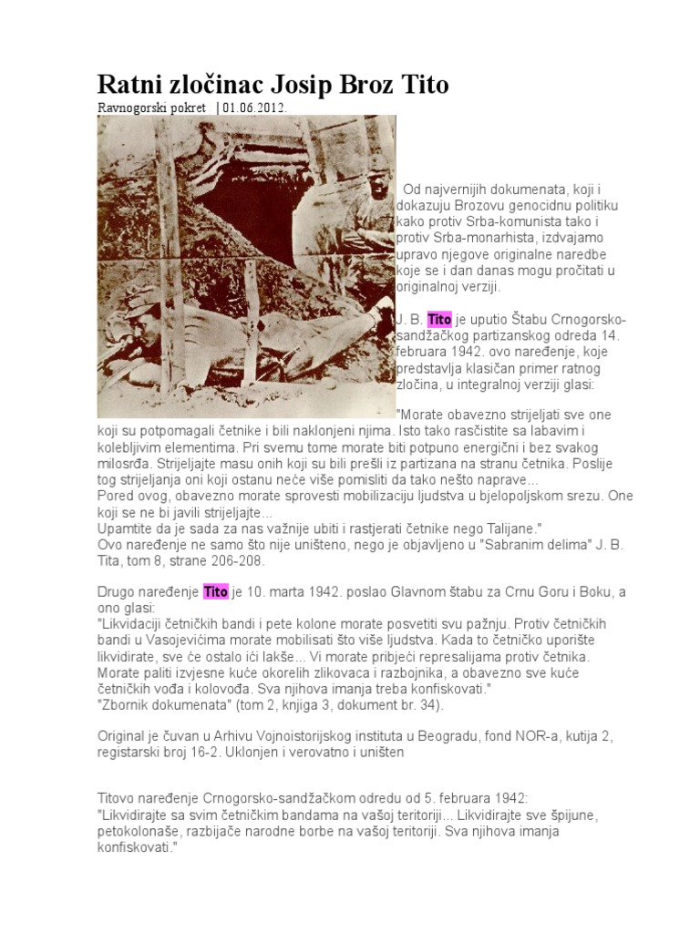 Ratni Zločinac Josip Broz Tito | PDF