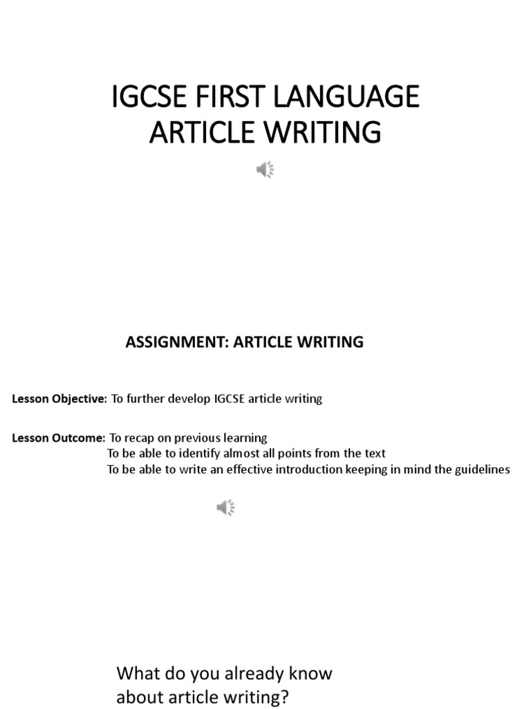 IGCSE Article Writing Guidelines | PDF | Career & Growth