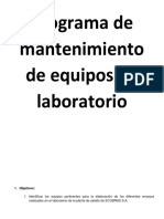 Programa de Mantenimiento de Equipos de Laboratorio