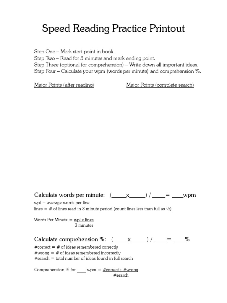 Speed Reading Practice Printout PDF | PDF | Career & Growth | Language ...