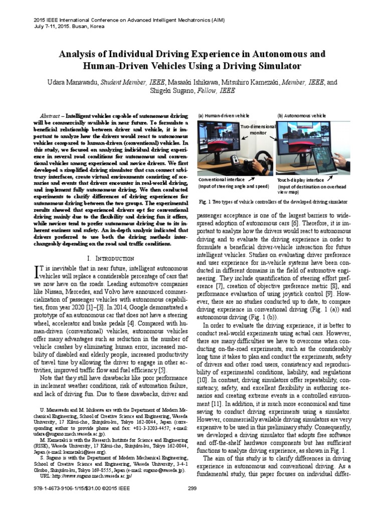Analysis of Individual Driving Experienc PDF | PDF | Simulation | Driving