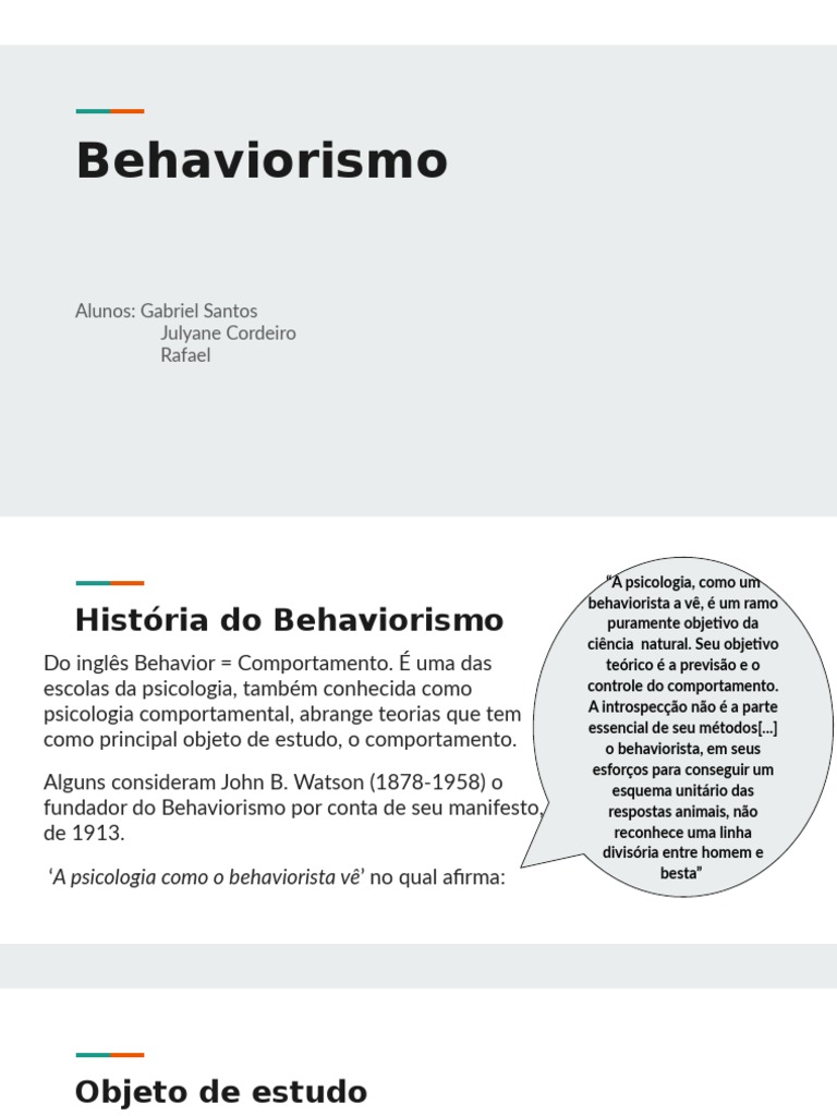 História e Princípios do Behaviorismo | PDF | Behaviorismo | Comportamento