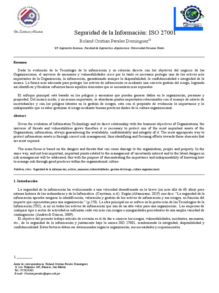 Gestión de Activos de Información ISO 27001 | PDF | La seguridad ...