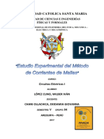 Estudio experimental método corrientes mallas circuitos eléctricos