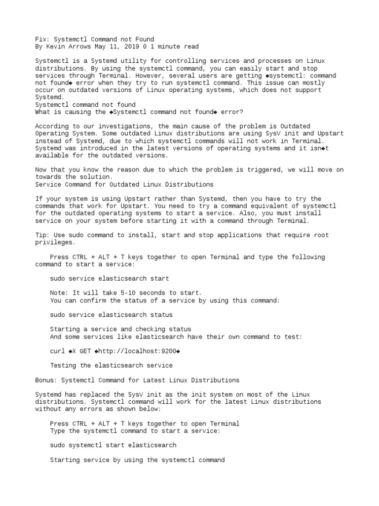 Systemctl command not found pdf