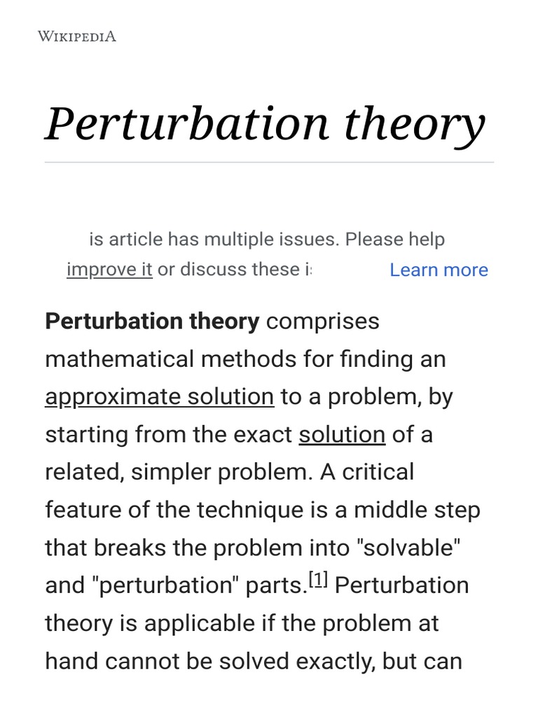 Overview of Perturbation Theory | PDF | Perturbation Theory ...