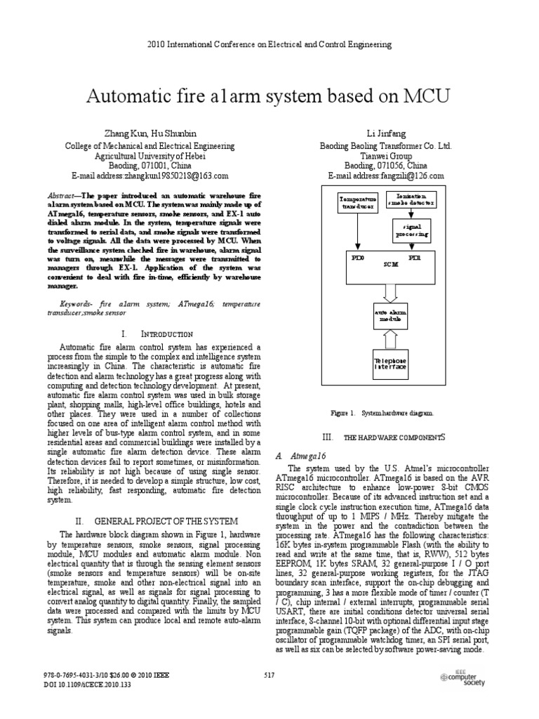 Automatic Fire Alarm System Ieee2010 | PDF | Microcontroller | Computer ...