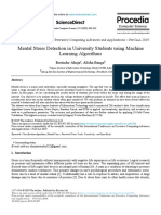 Mental Stress Detection in University Students using Machine Learning Algorithms 