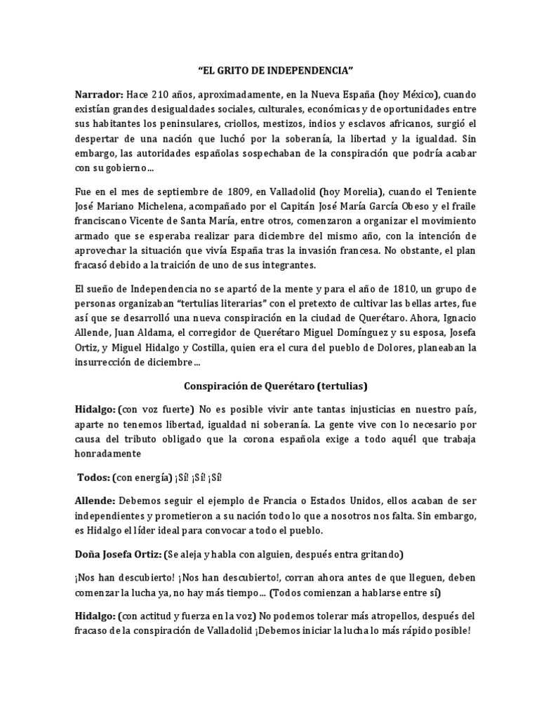 Guión Para La Independencia de México (acto cívico) | México | America