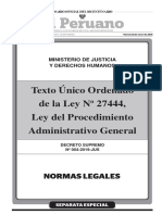 TUO de la Ley 27444 Decreto Supremo N° 004-2019-JUS