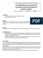 Contenido mínimo del botiquín de primeros auxilios (P-PROBIEN No 006/2015