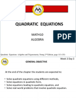 Lesson 3 - Quadratic Equations