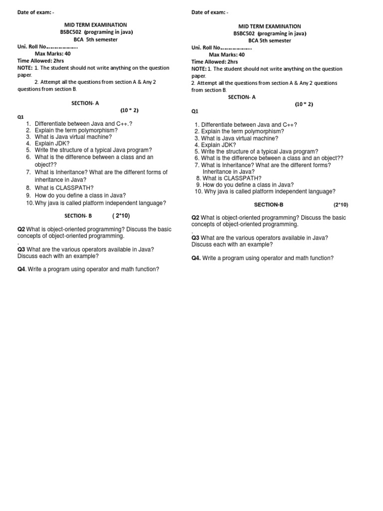 Java MST PDF Java (Programming Language) Object Oriented Programming