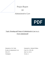 Project Report of Administrative Law: Topic: Meaning and Nature of Administrative Law W.R.T. Droit Administratif