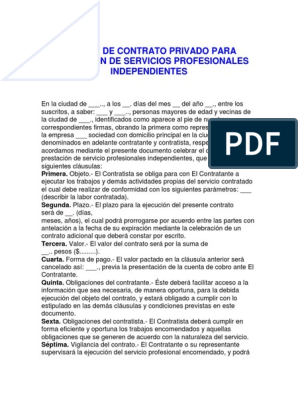 Modelo de Contrato Privado para Prestación de Servicios Profesionales  Independientes | PDF | Gobierno | Justicia