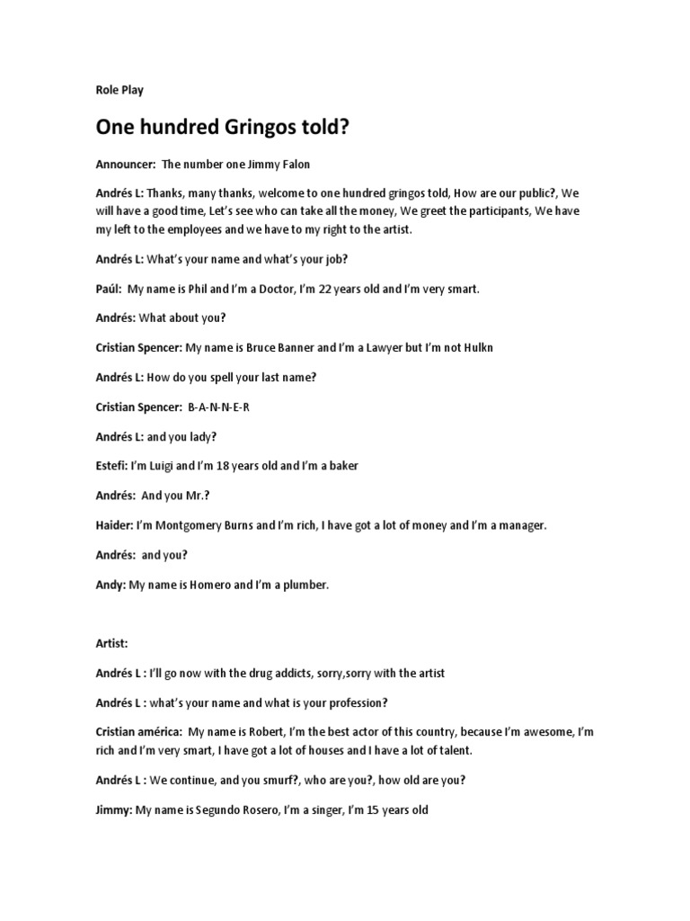 Comedy Game Show Role Play Script | PDF