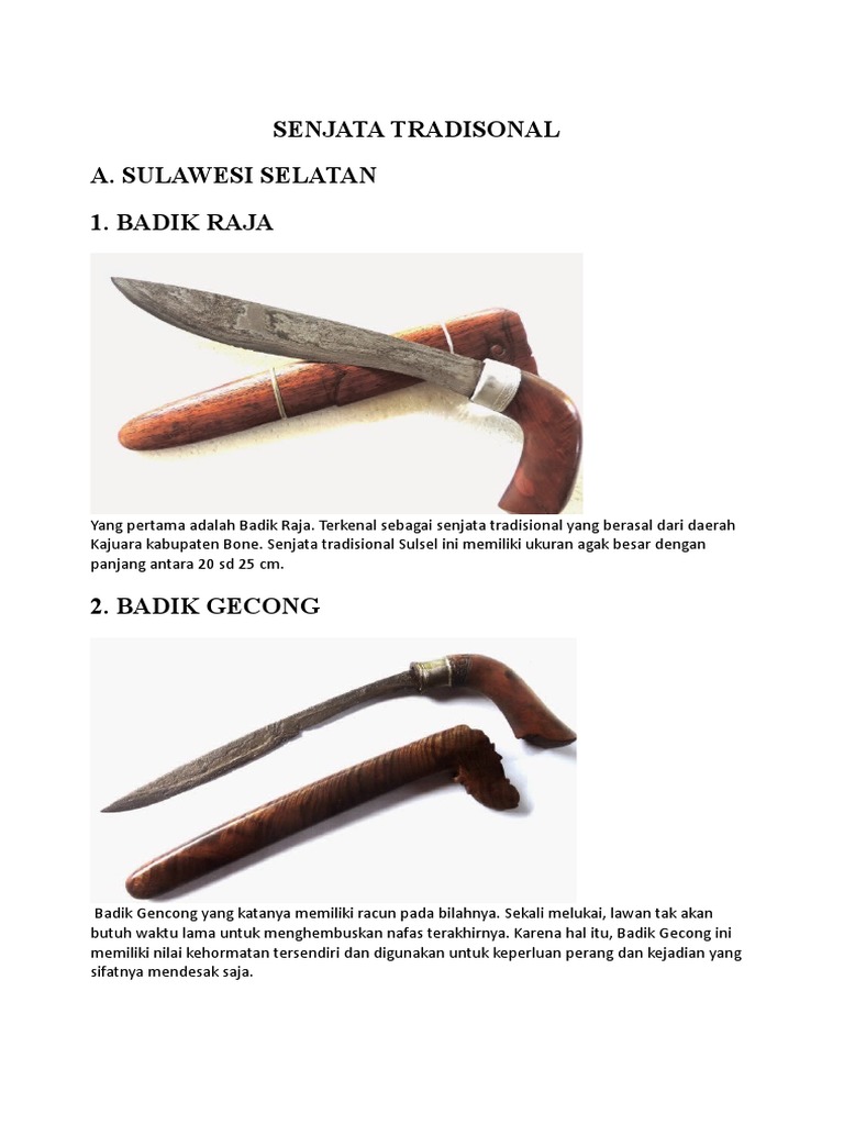 Senjata Tradisional Badik Sulawesi Selatan | PDF