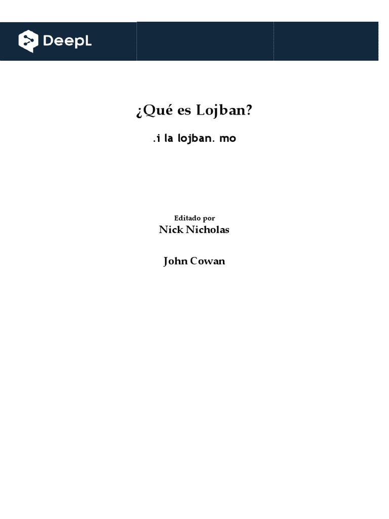 Lojban Nivel 0 | PDF | Idioma en Inglés | Palabra