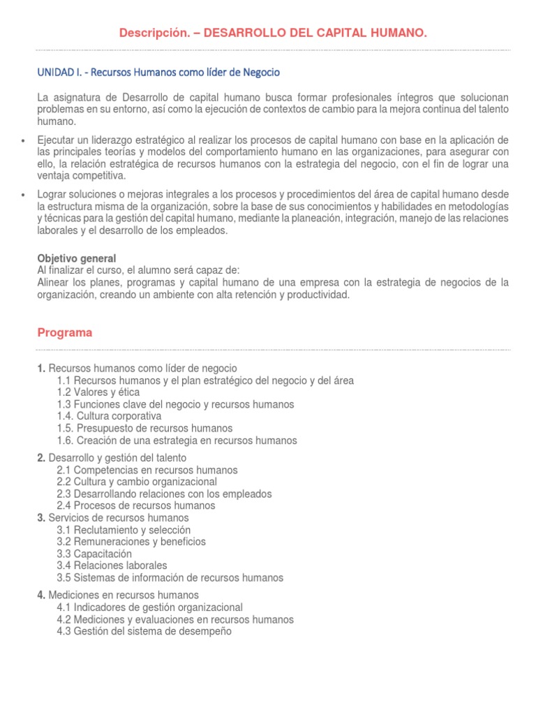 Introducción Al Desarrollo Del Capital Humano | PDF