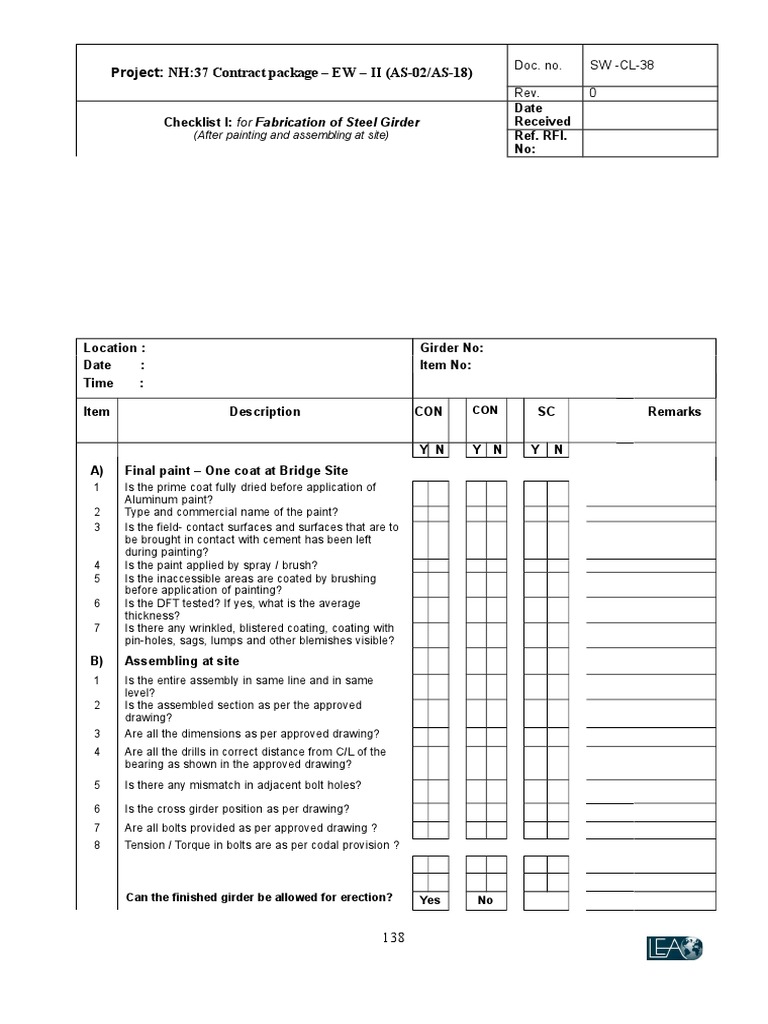 Checklist III For FSG 38 | PDF | Paint | Economic Sectors
