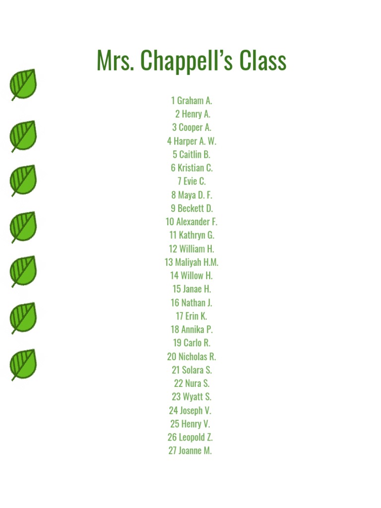 Mrs. Chappell's Class Schedule | PDF