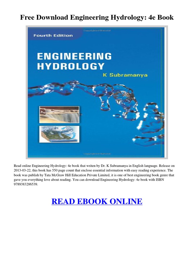 Engineering Hydrology DR K Subramanya PDF Hydrology Books