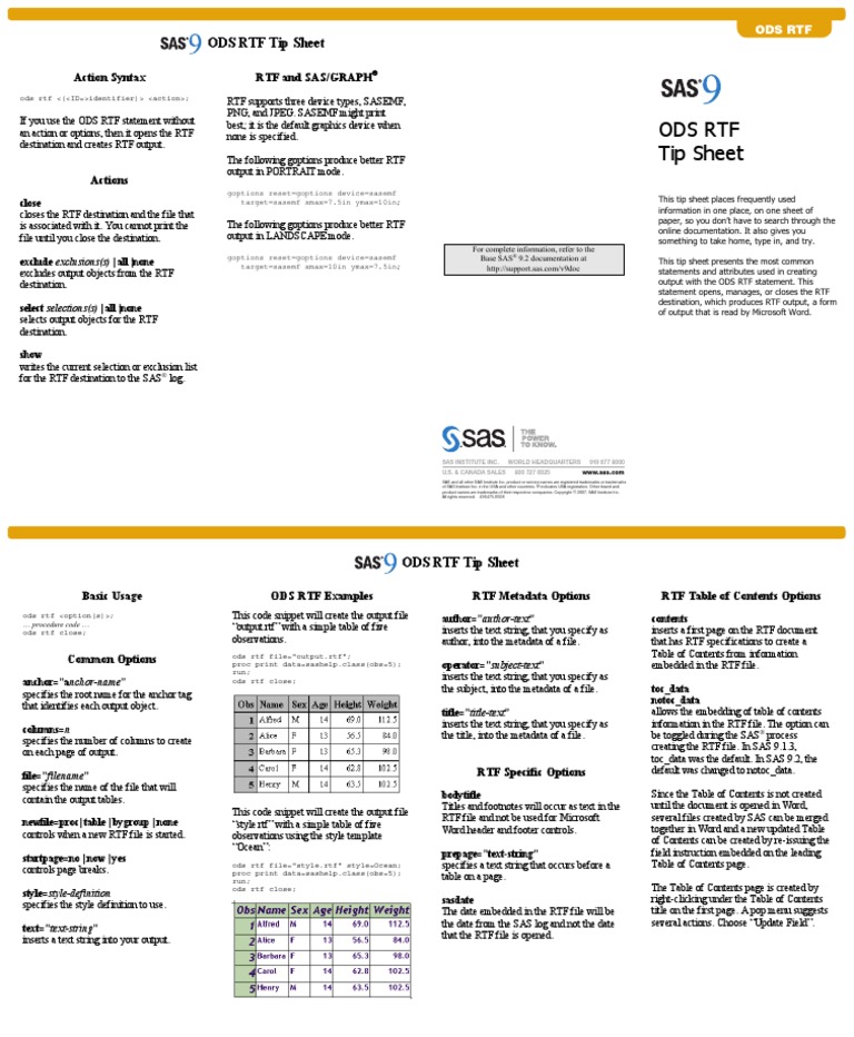 Ods RTF Tip Sheet Ods RTF Tip Sheet Ods RTF Tip Sheet Ods RTF Tip Sheet