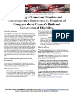 LTC Lakin - A Sampling of Common Blunders and Uncorroborated Statements by Members of Congress About Obama's Birth and Constitutional Eligibility.