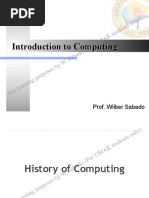 Introduction To Computing: Prof. Wilber Sabado