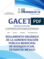 GACETA 2 SECCIÓN II.-reglamento Organico de La Administración Pública Municipal de Huixquilucan