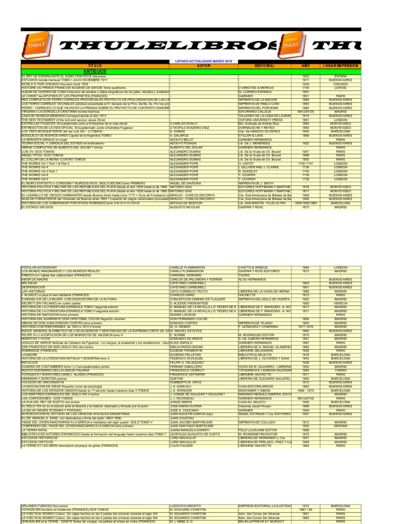 Thulelibros Lista Completa PDF