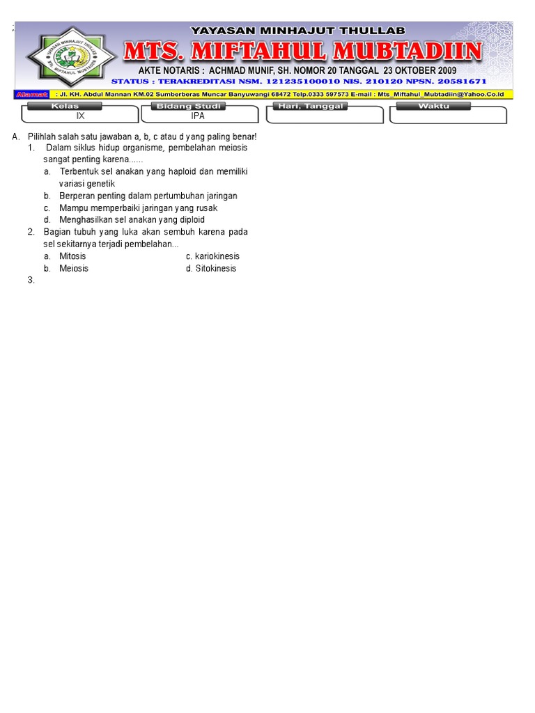 Soal Uts Ipa 9 Docx