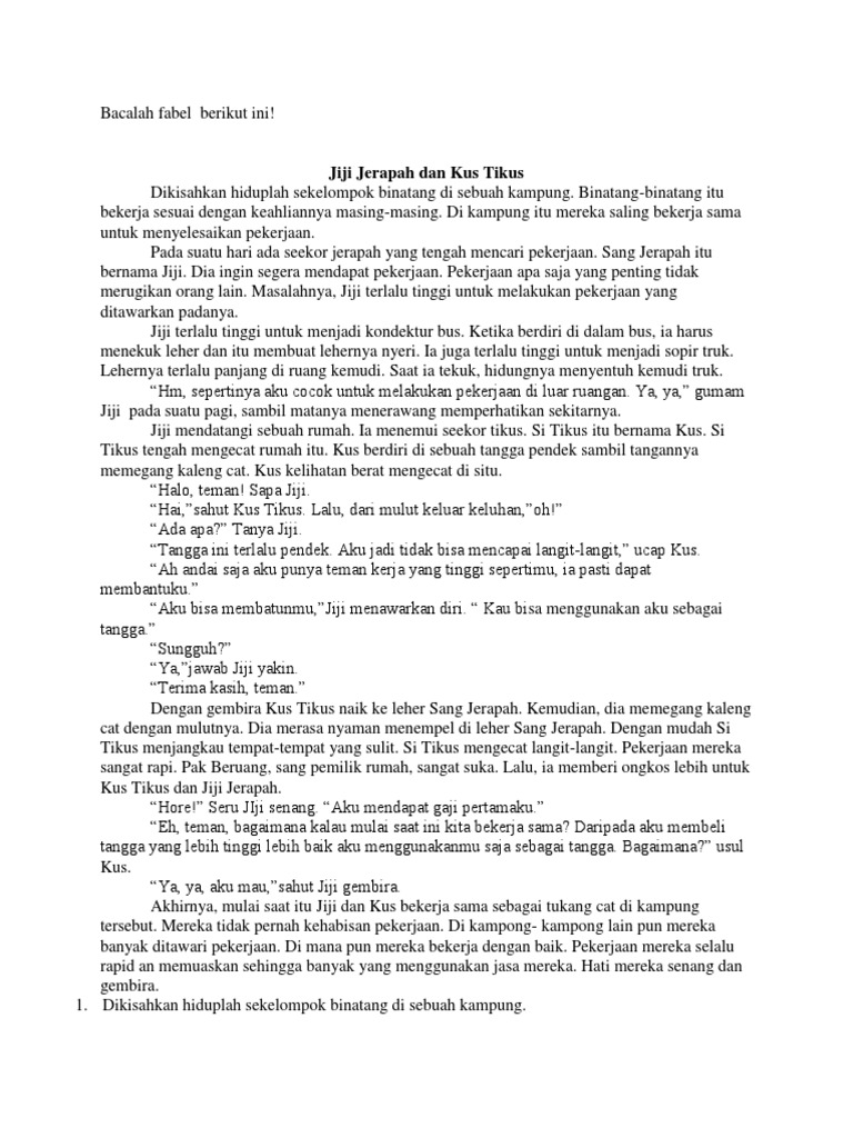 Bacalah Fabel Berikut Ini