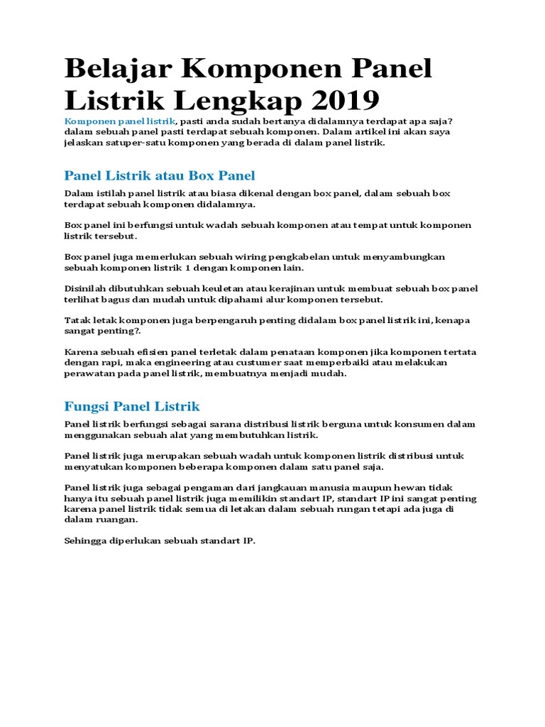 Komponen Panel Listrik 3 Phase Lengkap | PDF