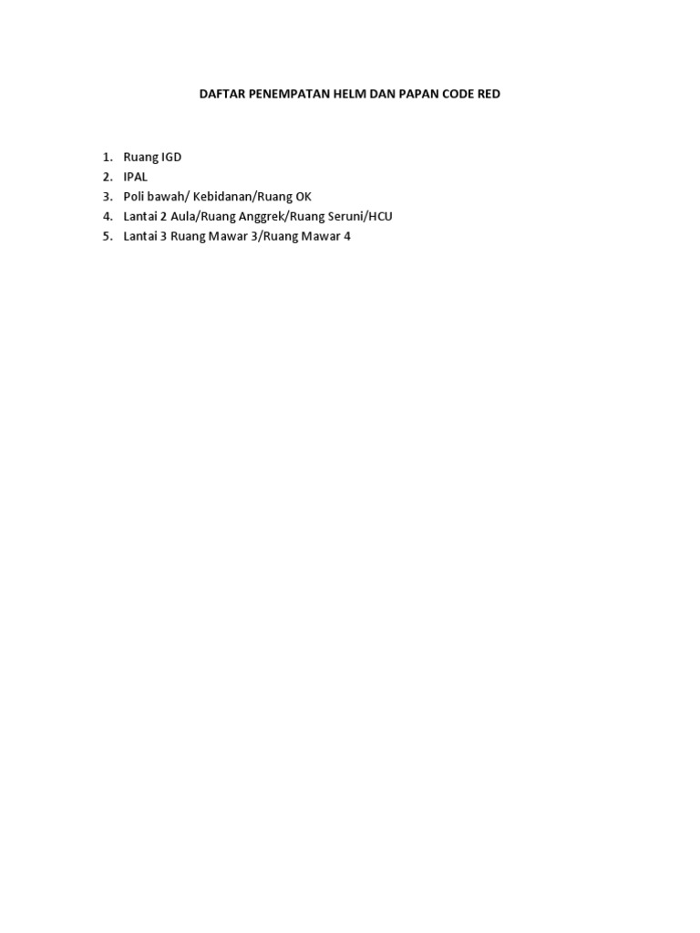 Penempatan Helm dan Papan Code Red | PDF