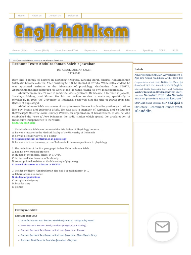 Contoh Soal Anecdote Text Pilihan Ganda Beserta Jawabannya